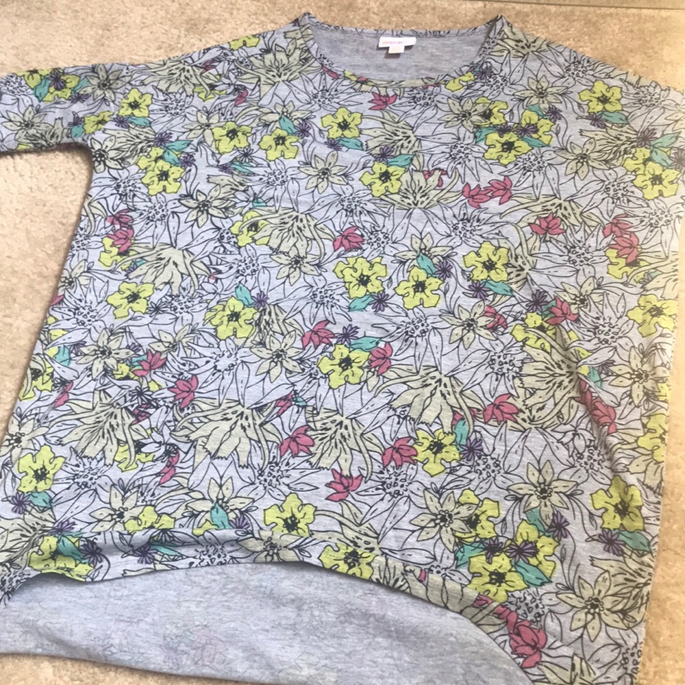 Lularoe Irma grey with floral pattern